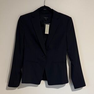 Ann Taylor Black Pinstripe Single-Button Blazer